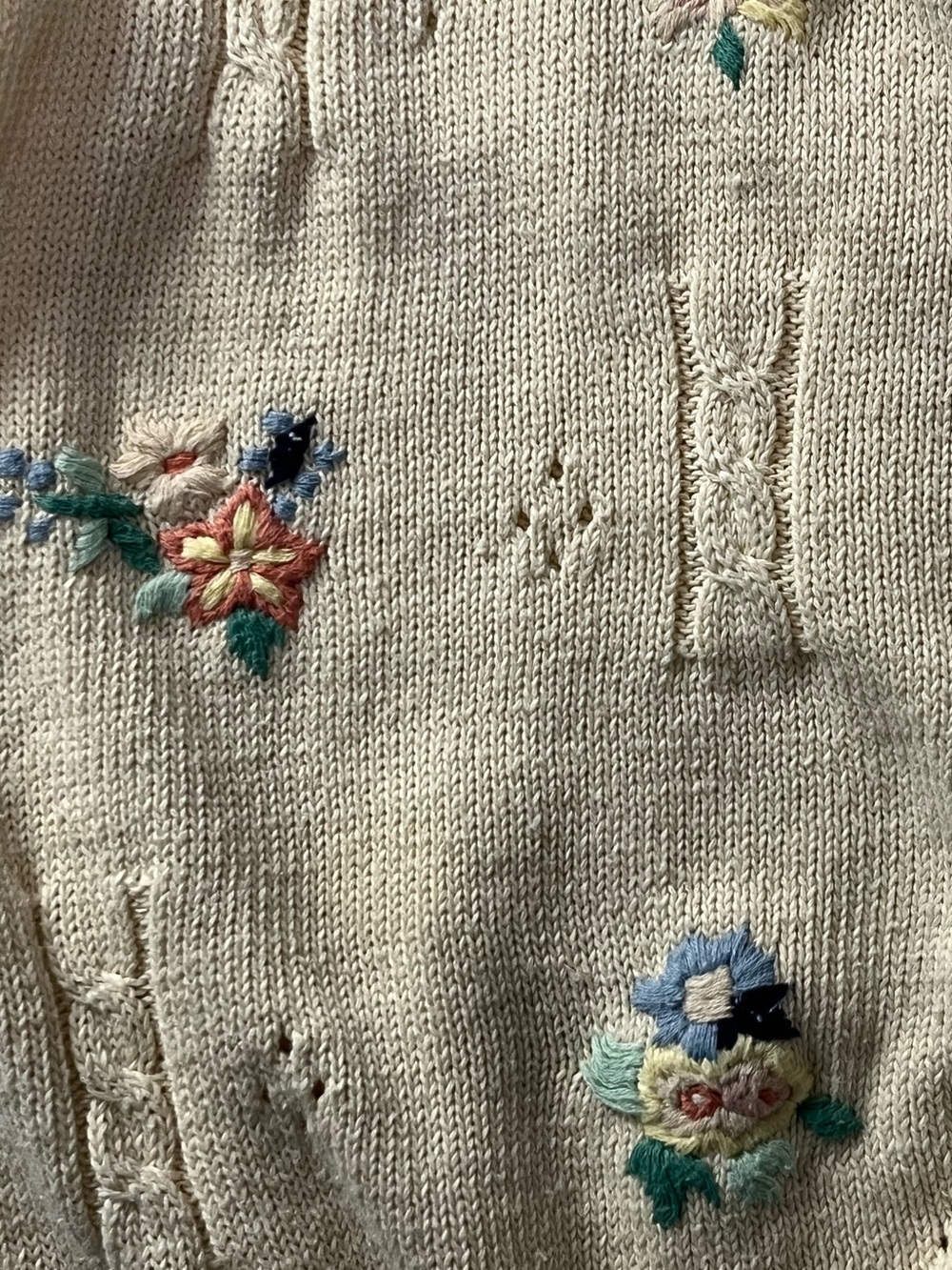 Vintage Segue Floral Embroidered Cardigan Sweater Grandma Core Cottagecore Large - Picture 3 of 7